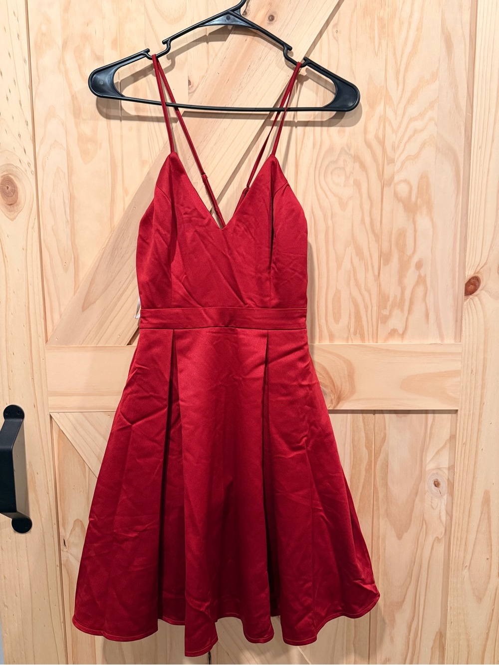 Lulus Small Red Satin Spaghetti Strap Dress